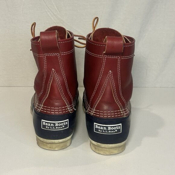 L.L. Bean Mens Classic Duck Boots Blue Red Leather Bean Boots Size 9M - Picture 4 of 6